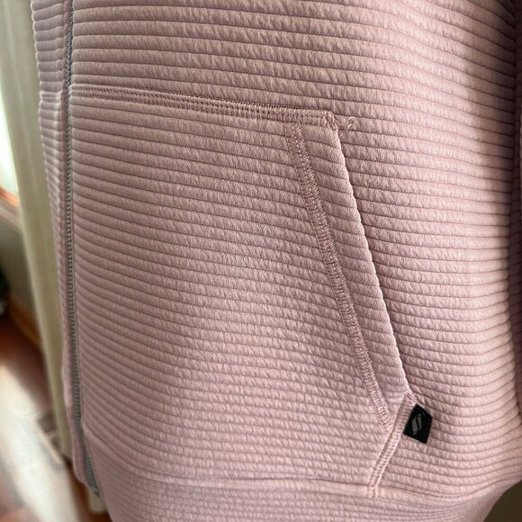 Women's Dusty Rose Skechers GoWalk Ribbed Hoodless Zip-up Jacket, Size Medium - Picture 2 of 9